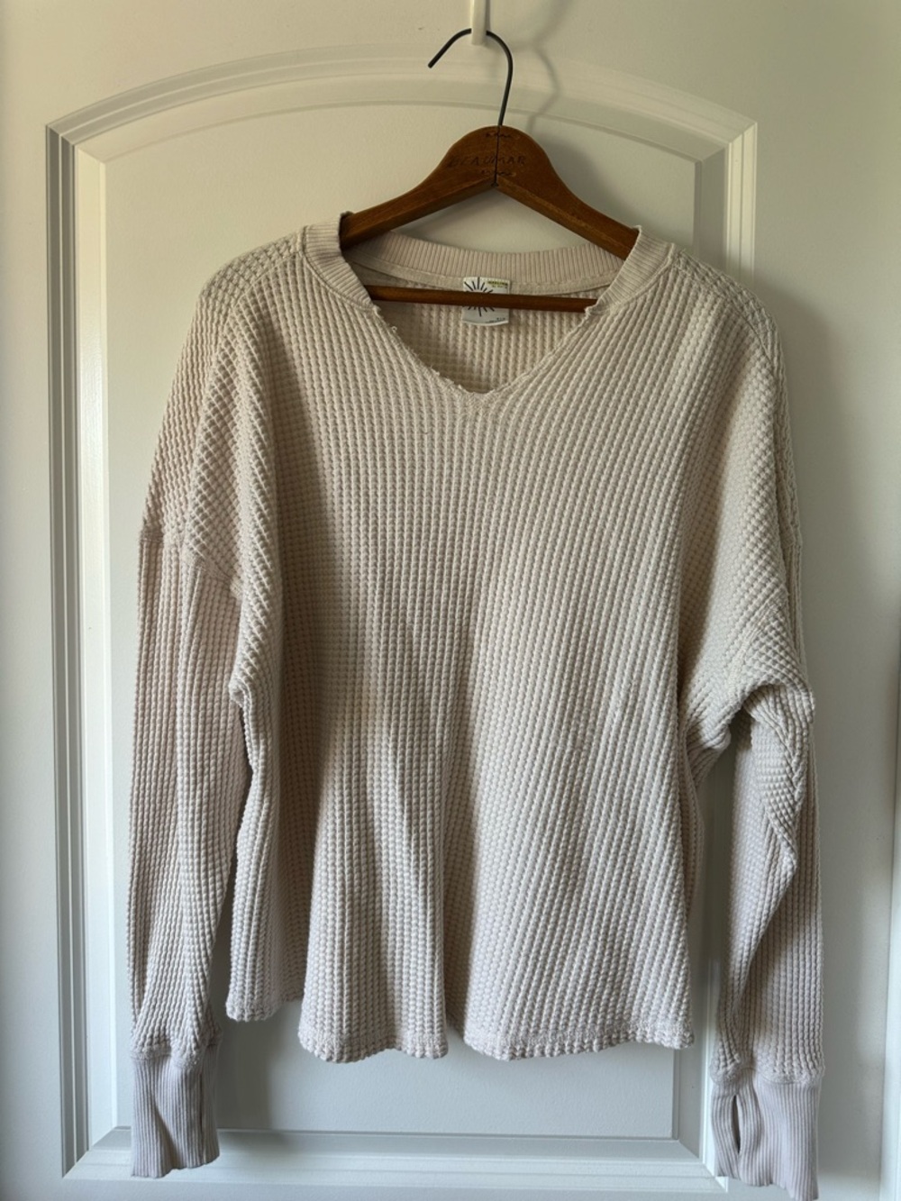 aerie OFFLINE Waffle Knit Tee in Light Taupe
